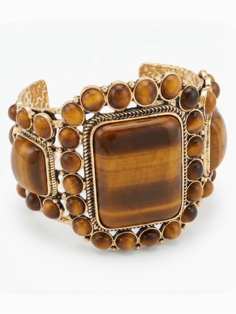NWT ⚜️🤎⚜️ NATASHA Bohemian Golden Tone & Brown Stones Bracelet